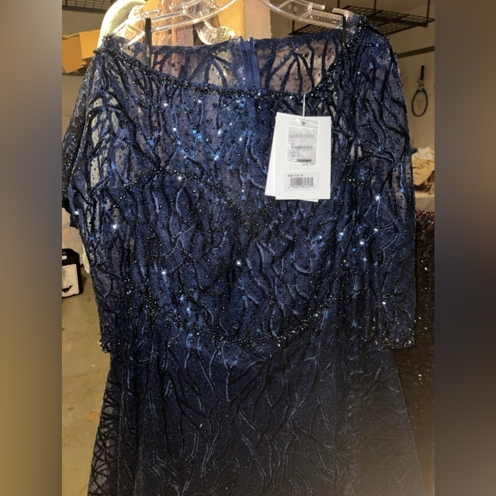 Mac Duggal 20252 NWT EMBELLISHED 1/2 SLEEVE A LINE DRESS - Picture 4 of 11